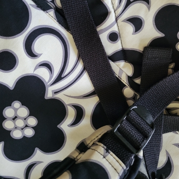 Vera Bradley Retired Pattern Night And Day - Floral Black and White Backpack - Picture 10 of 16